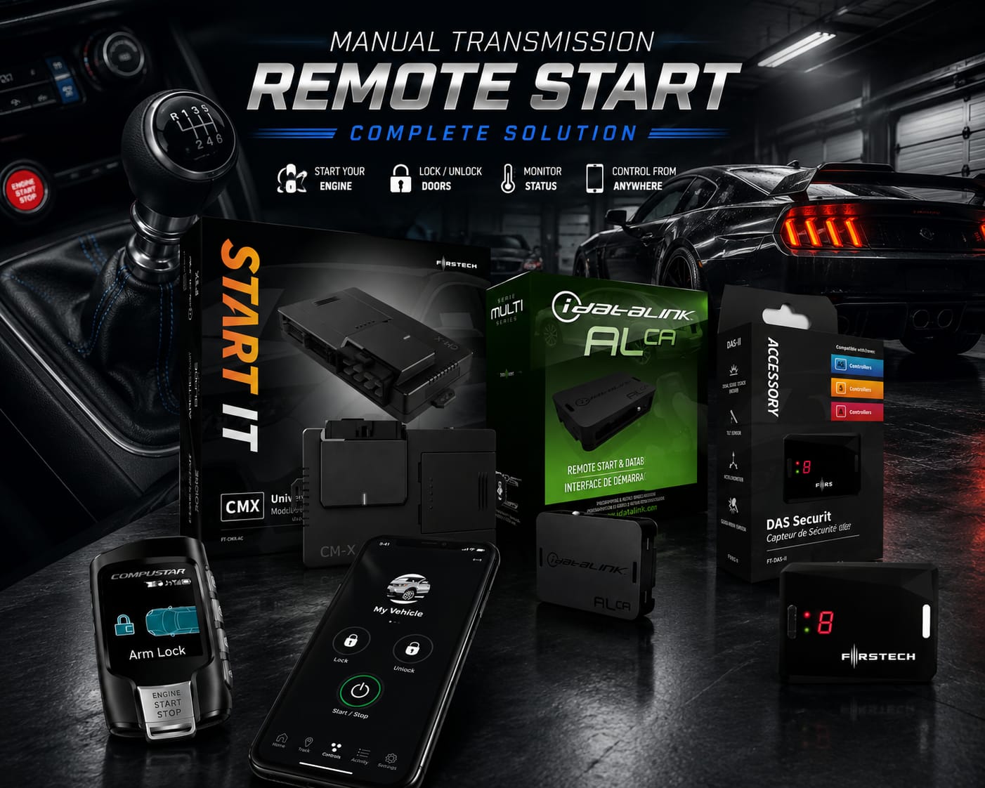Manual transmission remote start complete solution.
