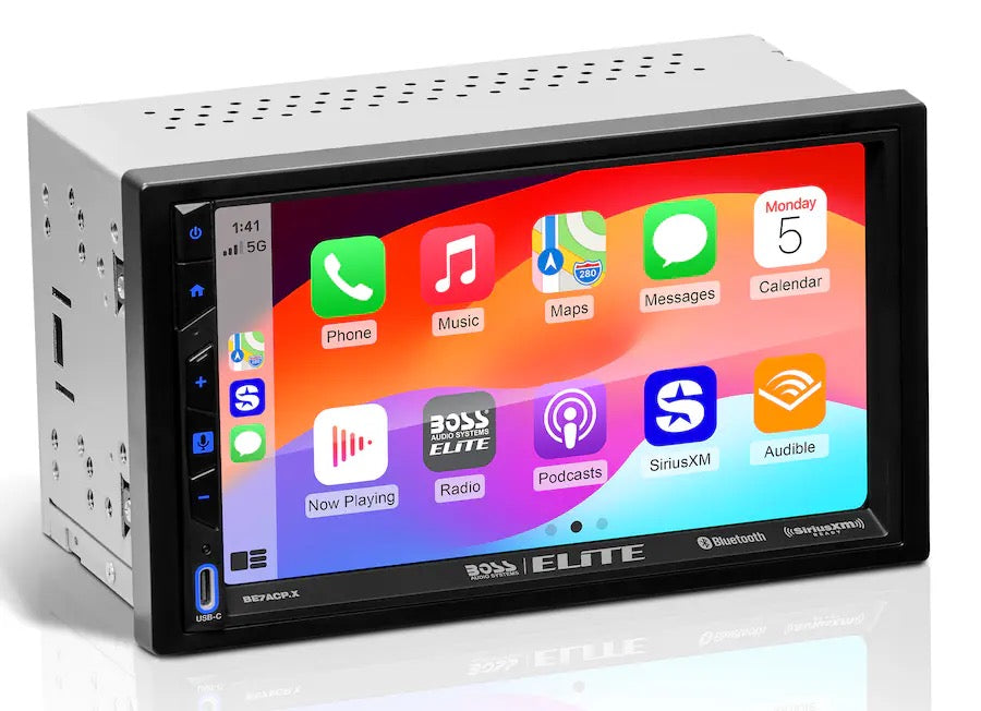 BOSS Audio - BOSS Elite Double-DIN Car Stereo Apple CarPlay Android Auto, 7-Inch Touchscreen, SiriusXM-Ready, Bluetooth, Built-In DSP - Black