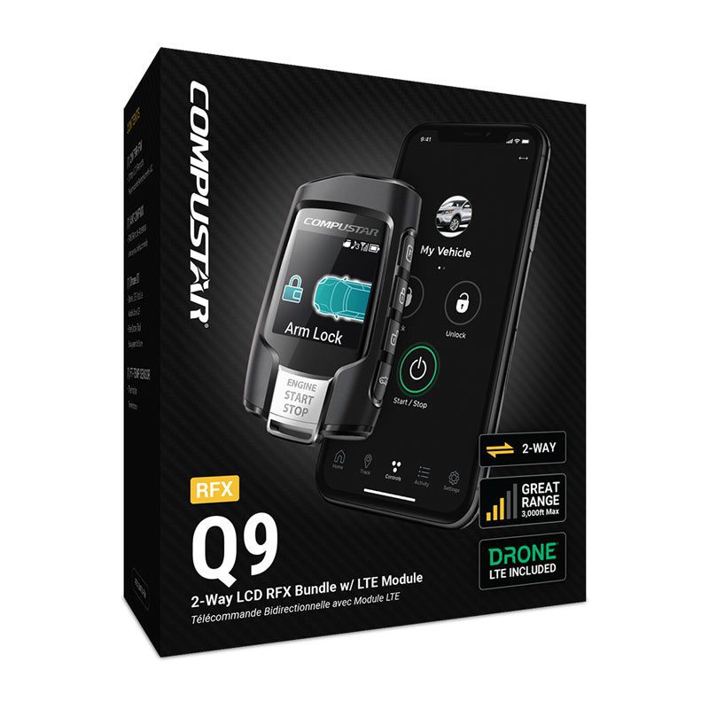 Compustar RFX-2WQ9-FM 2-Way 3000-FT LCD Q9 Remote + X1 LTE Drone Mobile 4G LTE