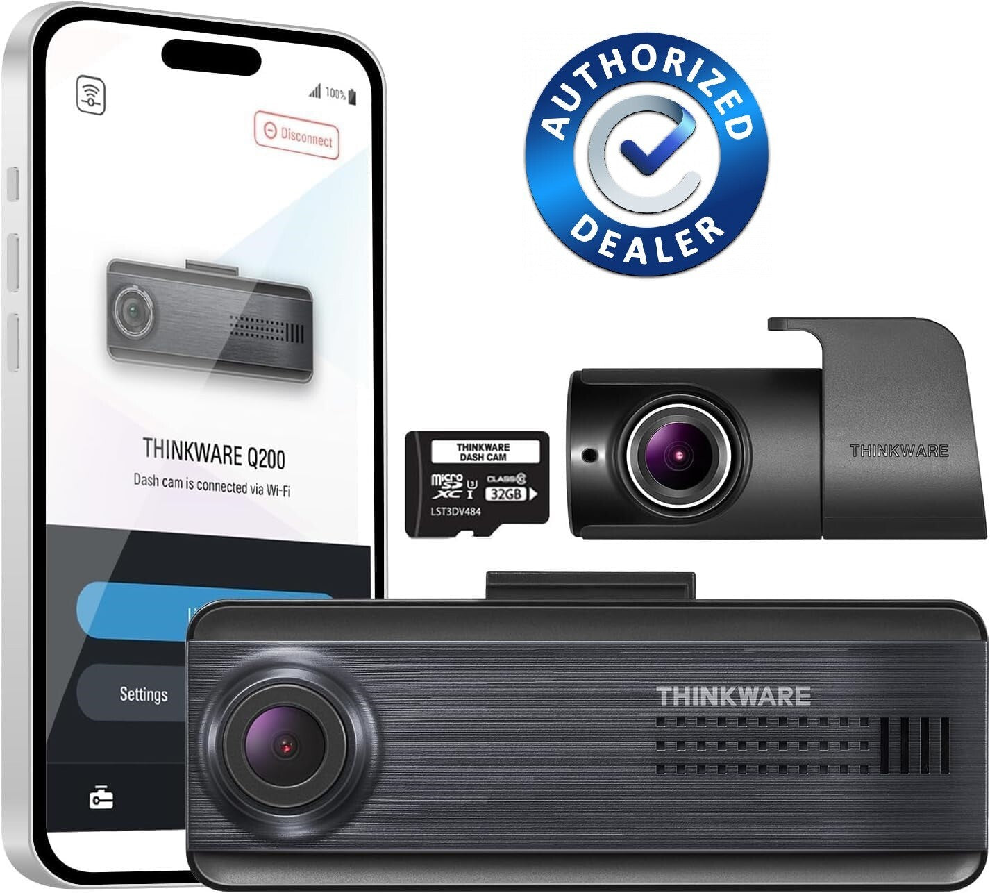 THINKWARE Q200 2CH Dash Cam Front Rear 2K Car Dashboard Camera, WiFi, GPS (32GB)